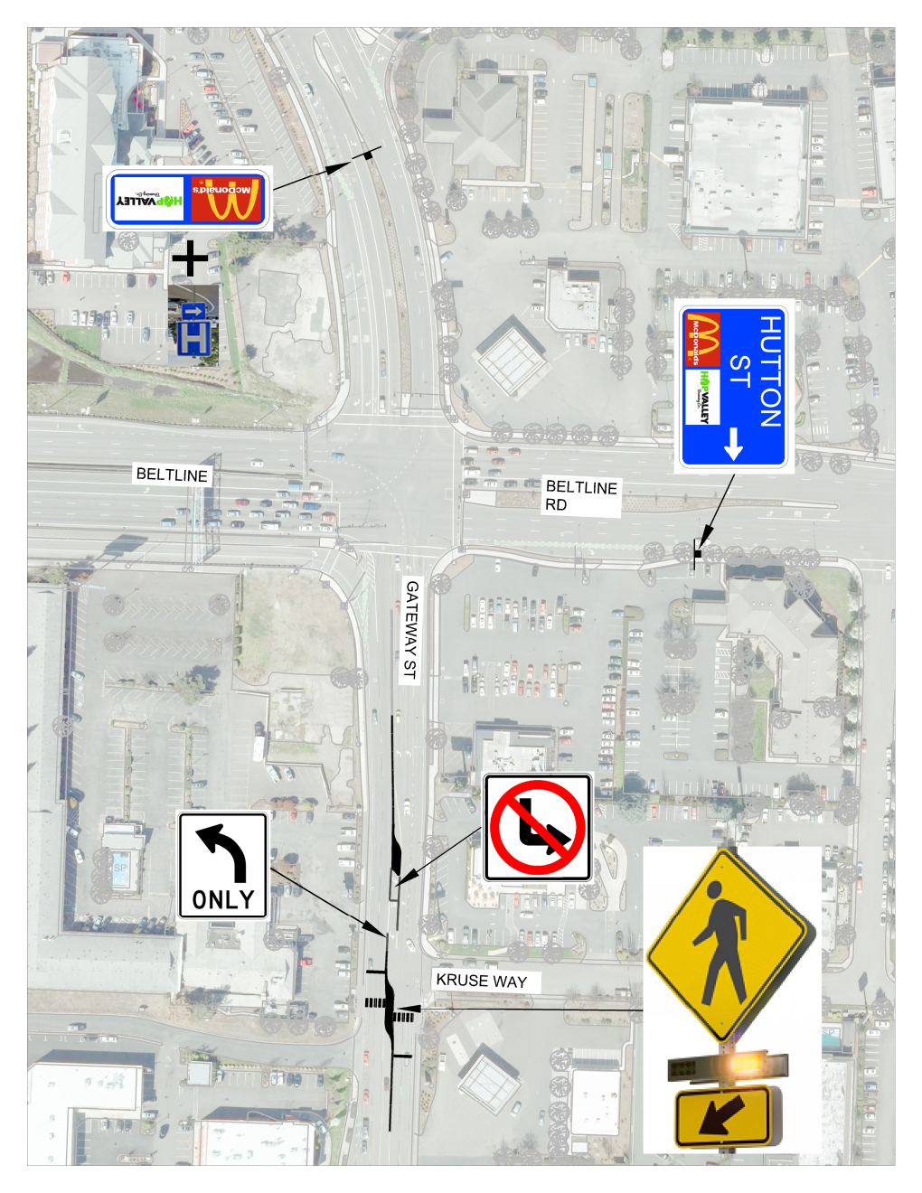 Map of Gateway/Kruse project area with additional signage