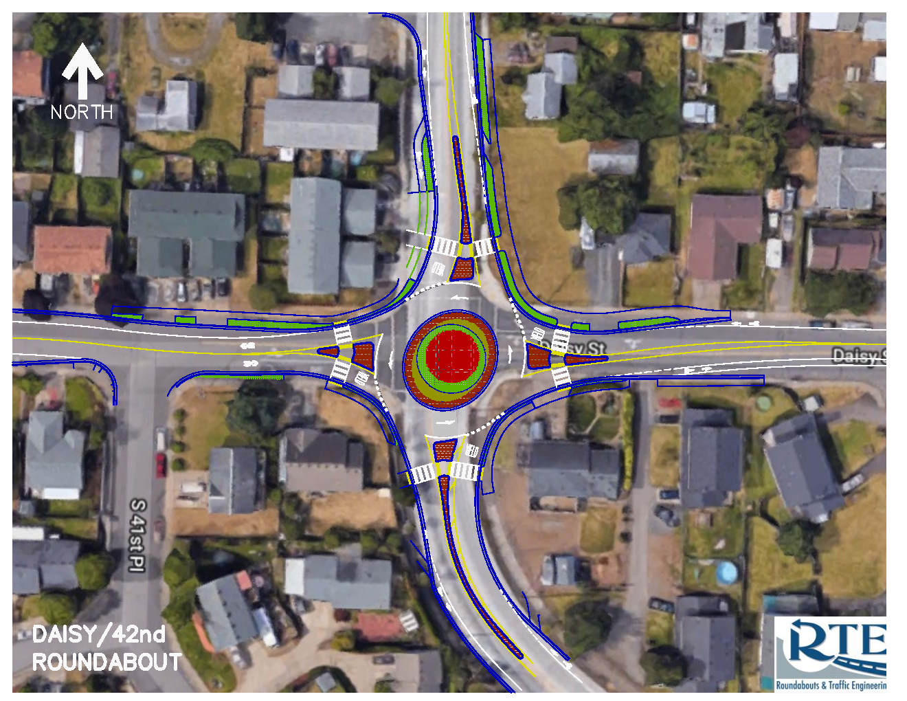 diagram of S 42nd and Daisy Roundabout location