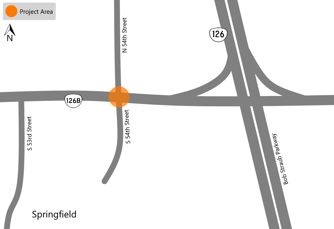Map of 54th St Intersection Project