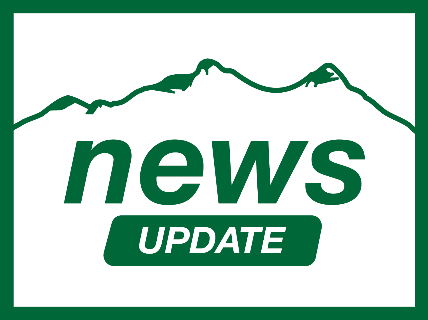 graphic image with mountain peaks and the text news update