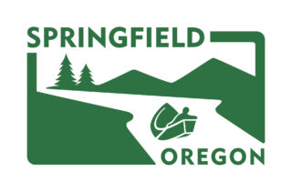 City of Springfield logo with mountains and rive with boat.