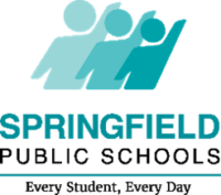 Springfield Public Schools logo 2024; 3 people with their hands raised.